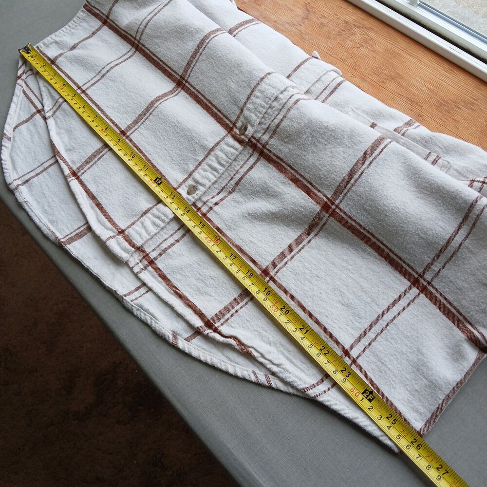 Universal Thread Cream & Brown Plaid Flannel Button-up Shirt XXL relaxed fit - Picture 11 of 14